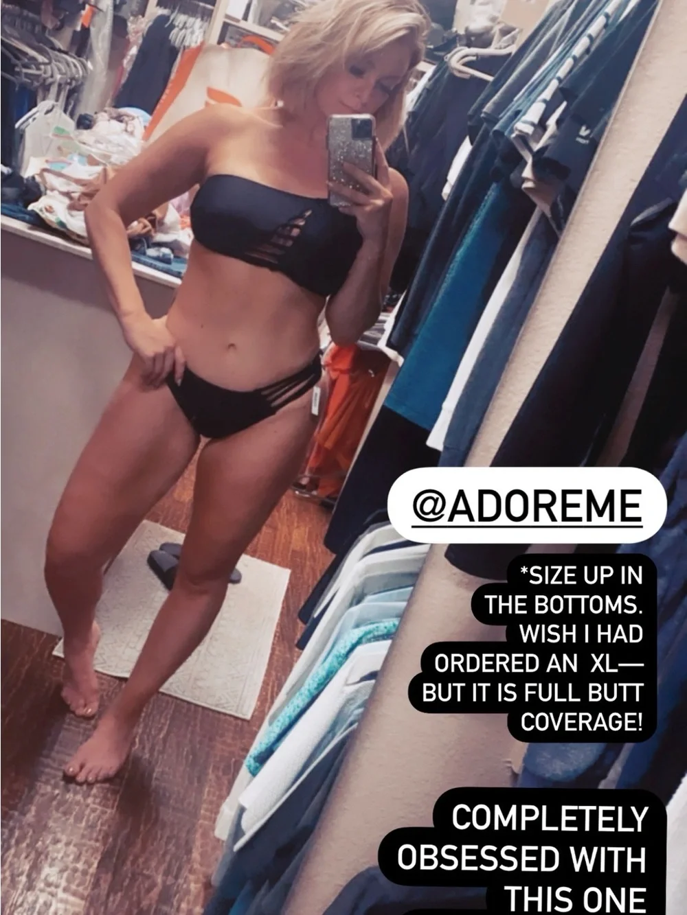 Adore Me Black One-Shoulder Strappy Bikini Set